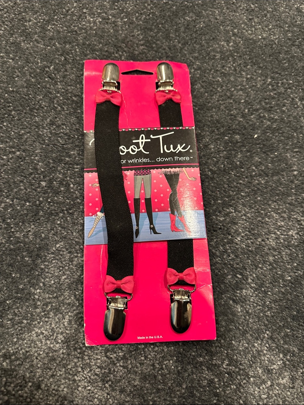 NWT Boot Tux Black & Pink Bow Suspenders for boots and pants
